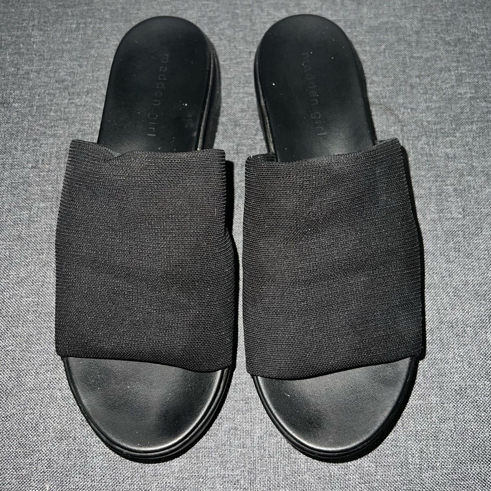 Madden Girl black platform sandals